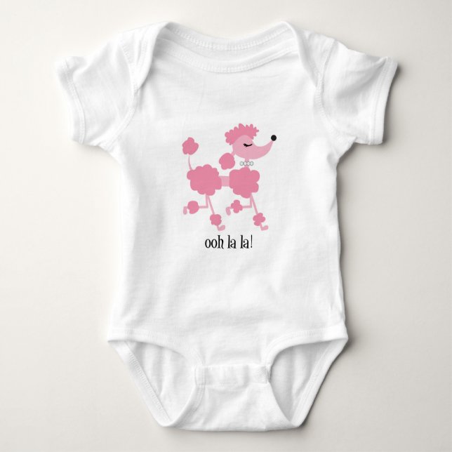 pink poodle baby bodysuit (Front)