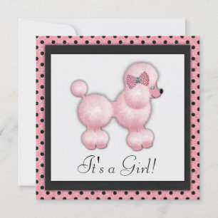 Pink Poodle Baby Shower Invitation