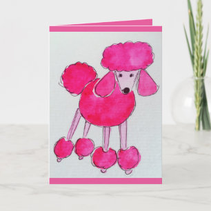 Pink Poodle birthday card