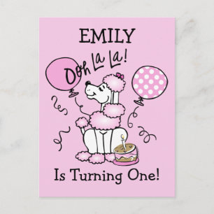 Pink Poodle Birthday Custom Postcard