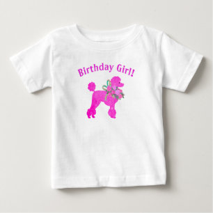 Pink Poodle Birthday Girl Personalised T-Shirt