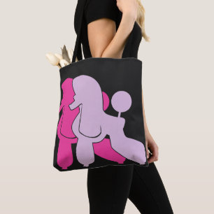 Pink Poodle couple modern illustration  Tote Bag