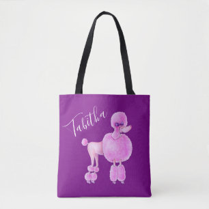 Pink poodle dog art personalised bag