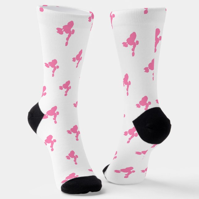 Pink Poodle Dog Women Sustainable Socks (Angled)