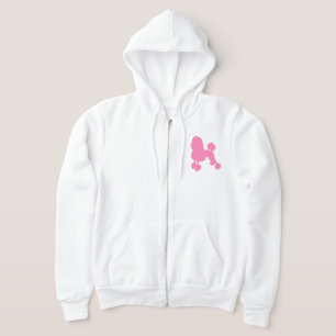 Pink Poodle Front Zip Women Hoodie
