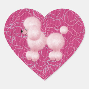 Pink Poodle Heart Sticker