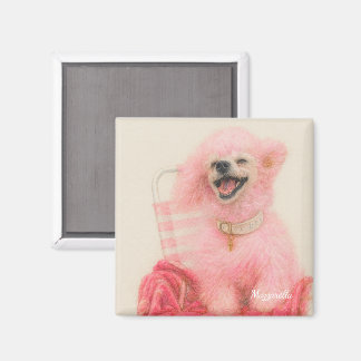 Pink poodle magnet, poodle decor magnet