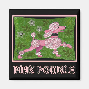 PINK POODLE PARADE - playful poodle magnet