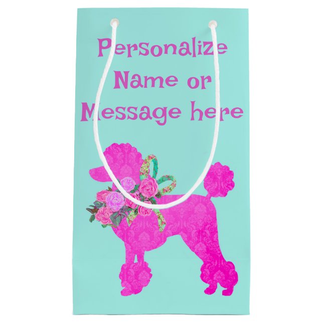 Pink Poodle Party Personalised Gift Bag (Front)