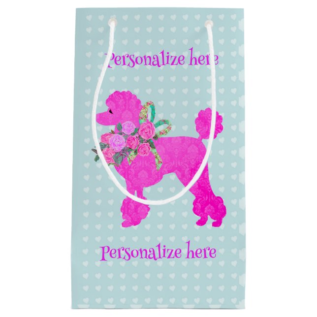 Pink Poodle Party Personalised Gift Bag (Front)