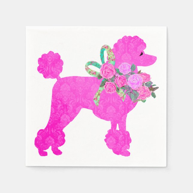Pink Poodle Party Supplies Napkin (Front)