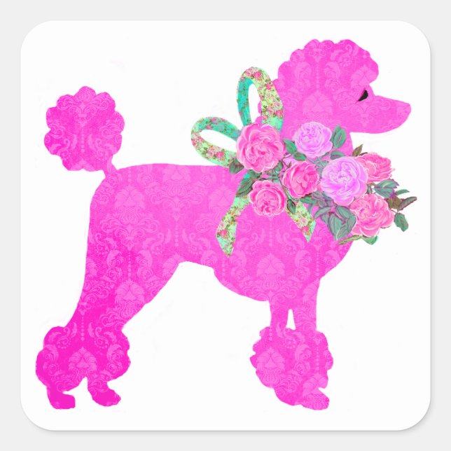 Pink Poodle Party Supplies Square Sticker (Front)