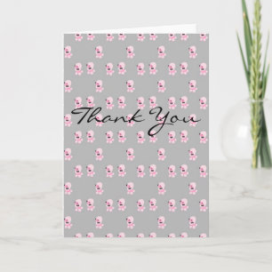 Pink Poodle Pattern Thank You Card