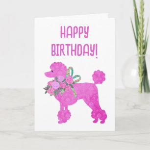Pink Poodle Personalised Birthday  Card