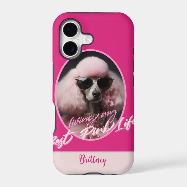  Pink Poodle Personalised iPhone Case (Back)
