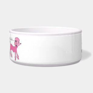 Pink poodle pet bowl