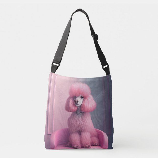Pink Poodle purse tote cross body bag (Front)