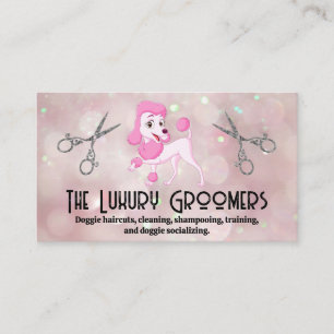 Pink Poodle Salon Scissors Bokeh Business Card
