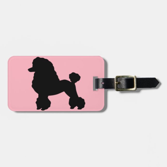 Pink Poodle Skirt Luggage Tag (Front Horizontal)
