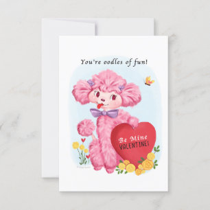 Pink Poodle Small Traditional Vintage Valentine Invitation