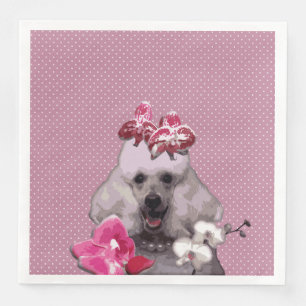 Pink poodle Standard Dinner Paper Napkins