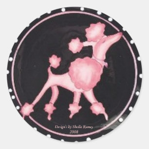 Pink Poodle Sticker's Classic Round Sticker