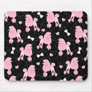 Pink Poodles and Bows Pattern Mouse Mat