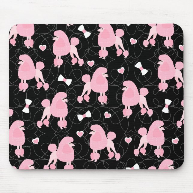 Pink Poodles and Bows Pattern Mouse Mat (Front)