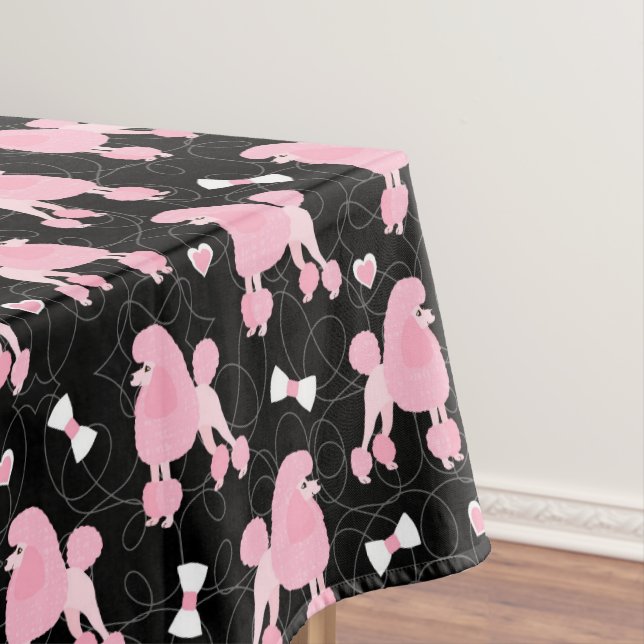 Pink Poodles and Bows Pattern Tablecloth (In Situ)