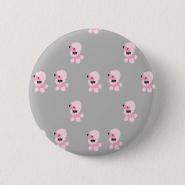 Pink Poodles Button Pin (Front)