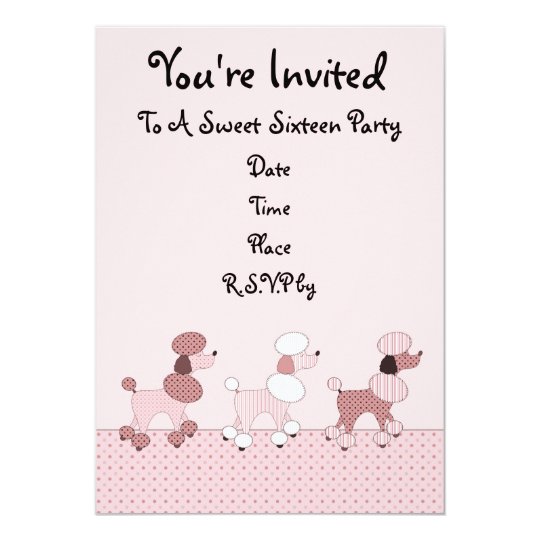 Pink Poodles On Parade Invitation