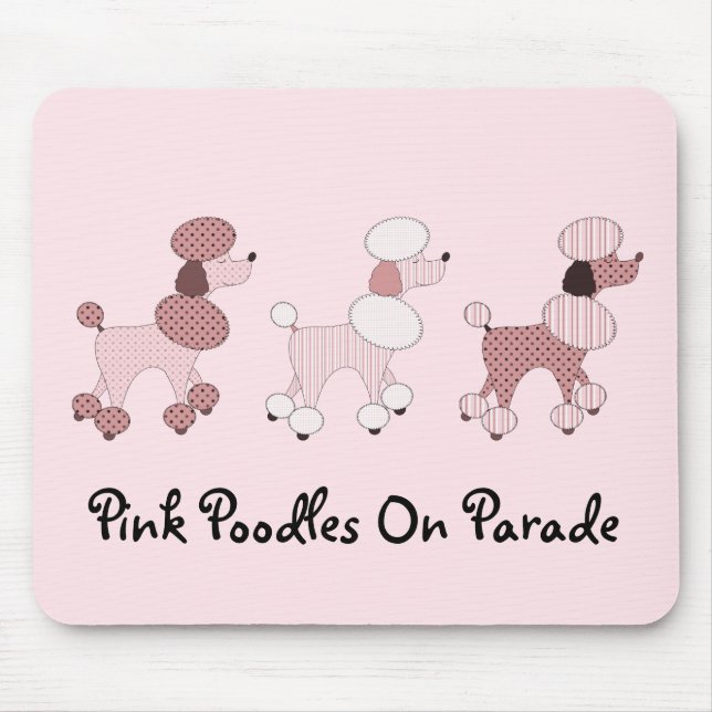 Pink Poodles On Parade Mousepad (Front)