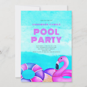 Pink Pool Party Invitation