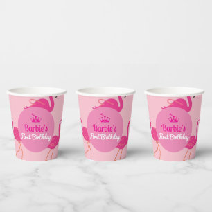 Pink Pool Party Malibu Flamingo Retro Paper Cups