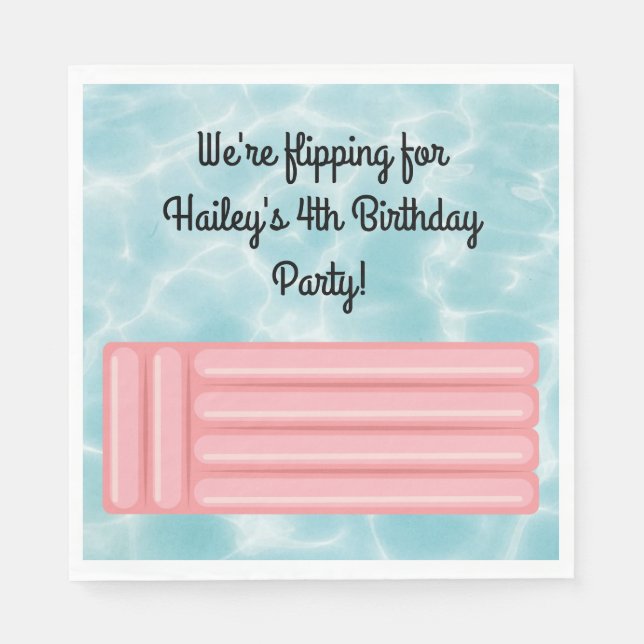 Pink Pool Party Personalised Napkins (Front)