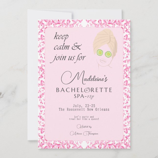 Pink Pool & Spa Weekend Getaway Bachelorette Party Invitation (Front)