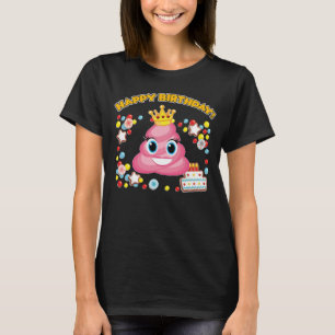 Pink Poop Emoji Happy Birthday Girls T-Shirt