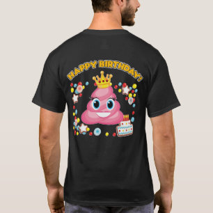 Pink Poop Emoji Happy Birthday Girls T-Shirt