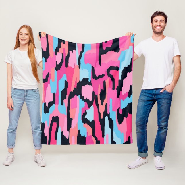 Pink Pop Abstract  Fleece Blanket (In Situ)