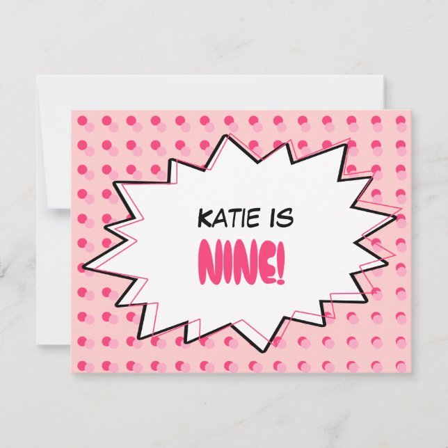 Pink Pop Art Birthday Party Invitation (Front)