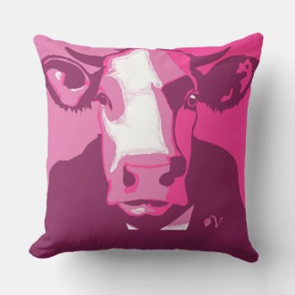Pink Pop Art Cow Pillow