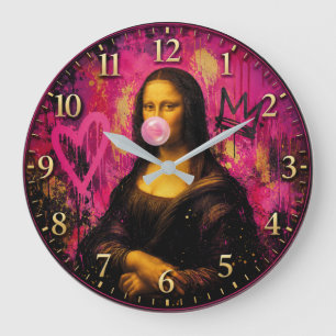 Pink Pop Art Mona Lisa Large Clock