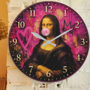 Pink Pop Art Mona Lisa Large Clock