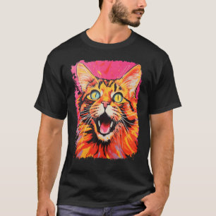 Pink Pop Art Orange Ginger Cat T-Shirt