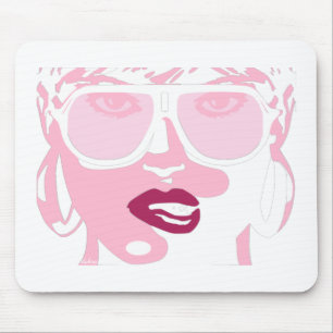 Pink Pop Art Pretty Woman Sunglasses Pink Lips Mou Mouse Mat
