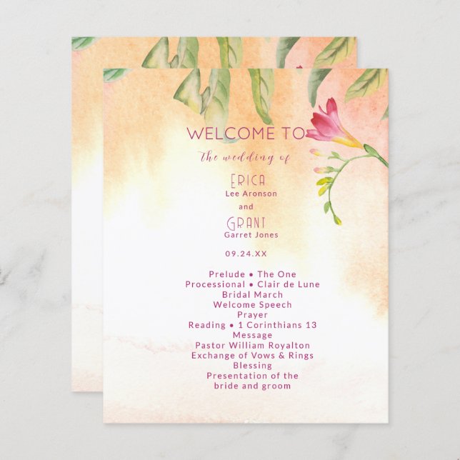  Pink Pop Freesia Peach Wedding Budget (Front/Back)