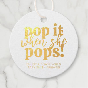 Pink Pop It When She Pops Baby Shower Favor Favour Tags