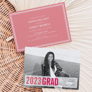 Pink Pop Modern Photo Graduation Party Invitation