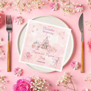 Pink Popcorn and Pyjamas Slumber Birthday Party Napkin