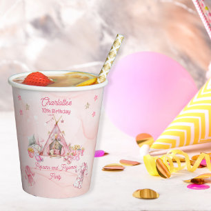 Pink Popcorn and Pyjamas Slumber Birthday Party Paper Cups